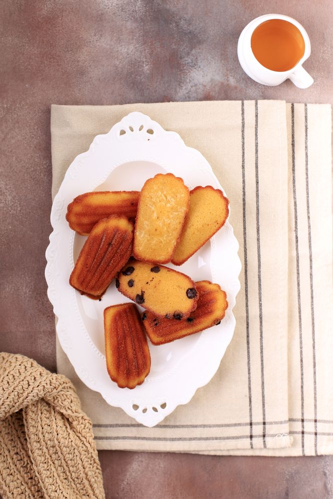 Chesee, Vanilla, and Chocolate Chips madeleine, French Butter Cake