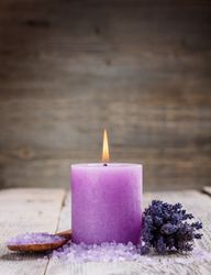 Bunch of lavender flowers on wooden table