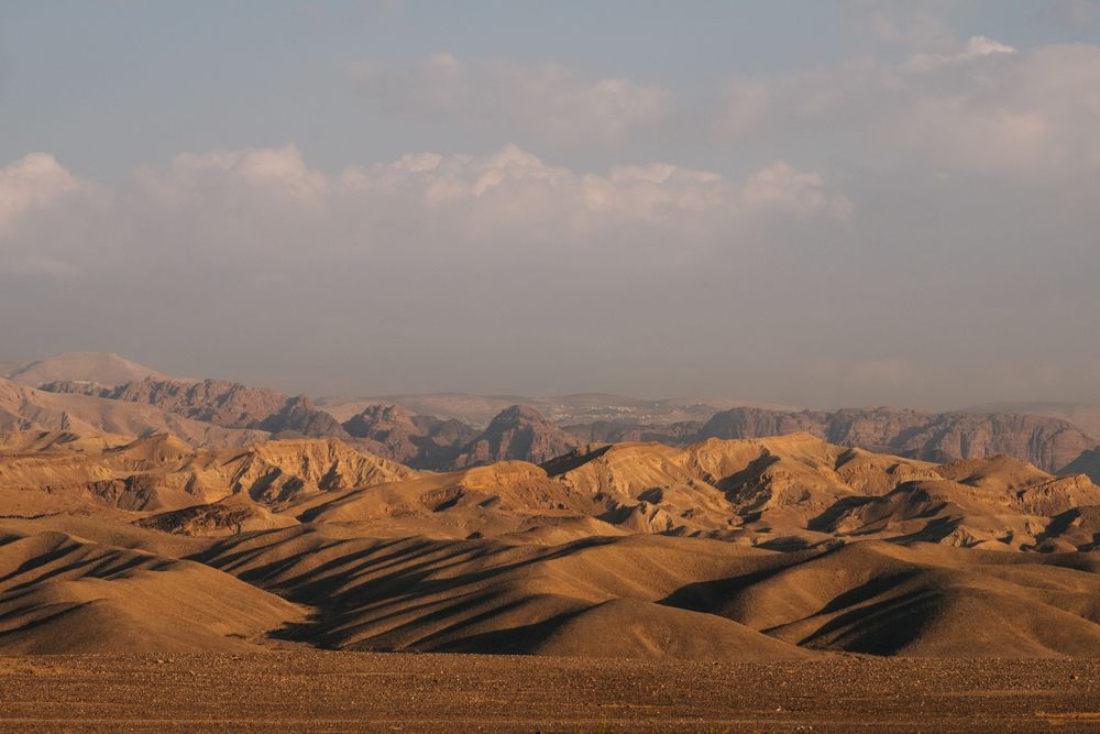 Cloudy sky over hilly desert