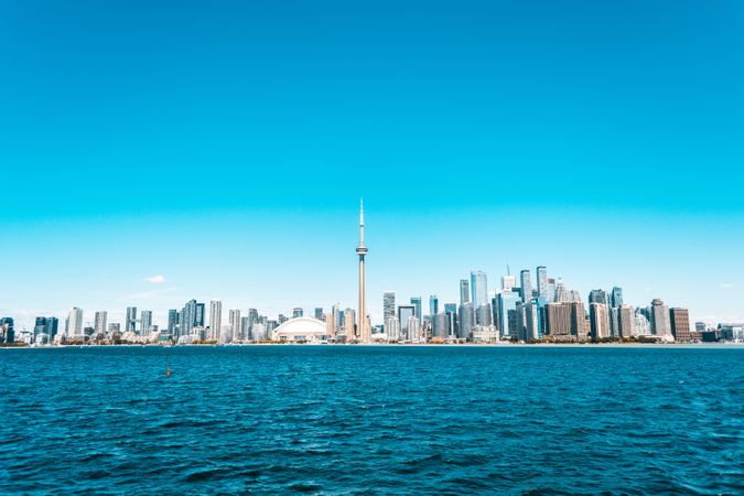 City skyline of Toronto, Ontario, Canada across the sea