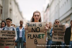 Group of people on the streets demonstrating against climate change 0VNLk0