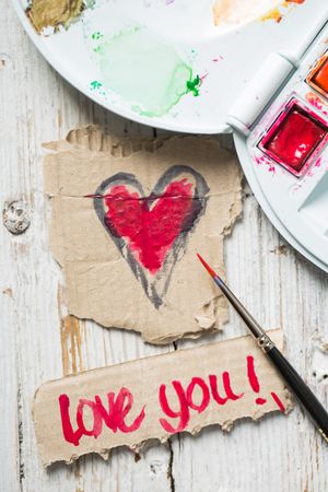 Love symbols hand painted in watercolor