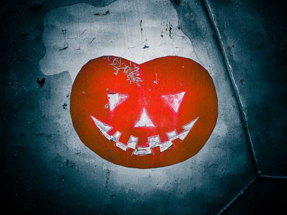 Faded pumpkin head sticker