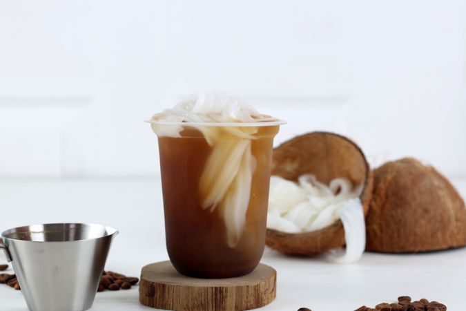 Coconut Coffee, Iced Americano with Shredded Coconut