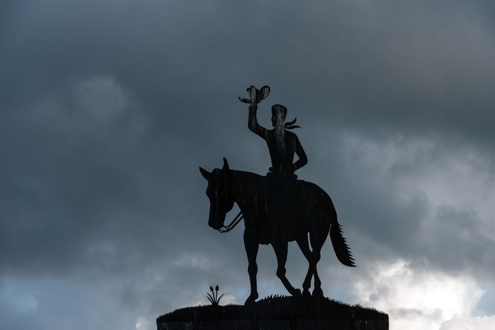 Metal art along the road from Johnson City to Kerrville, Texas