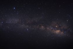milky way galaxy and space dust in the universe, Long exposure photograph, with grain.