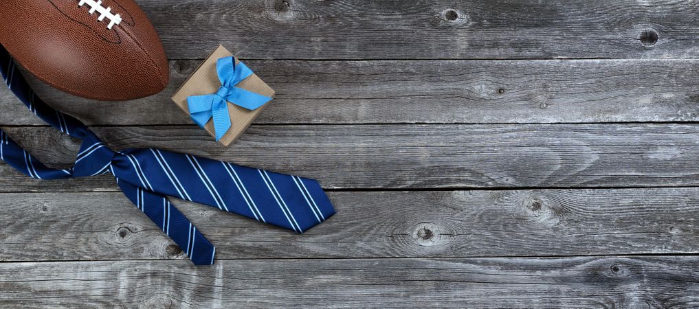 Father’s day gifts of a football and tie