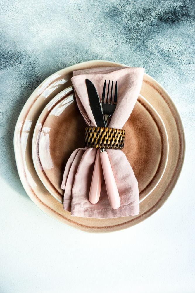 Place setting in blush pink