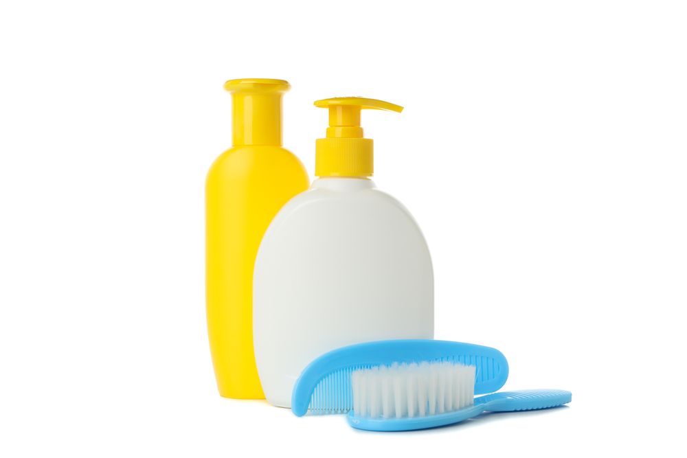 Baby hygiene accessories isolated on blank background