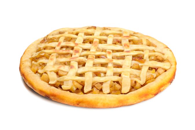 Tasty apple pie isolated on blank background. Homemade food