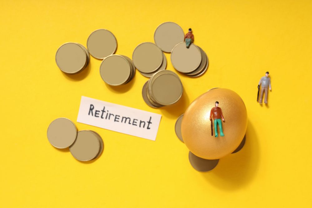 Concept of wealth and retirement - golden eggs