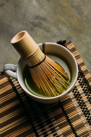 Preparing matcha tea