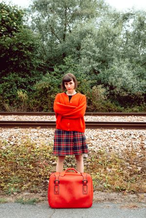 Woman standing at the train station