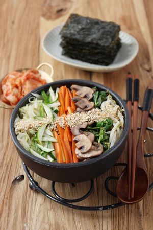 Vegetarian Bibimbap, Mix RIce Korean Dish.