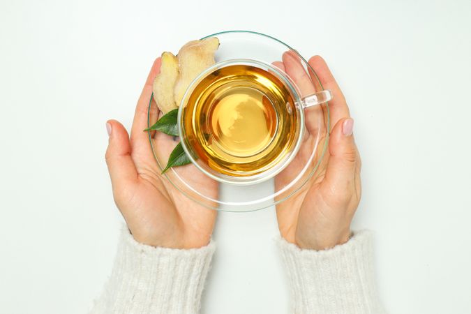 Cold treatment, healthcare concept - tea with ginger