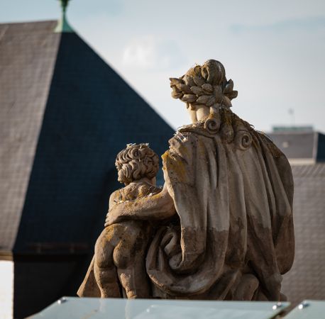 Roofs of the city of Strasbourg. Library building. St Paul's Cathedral.