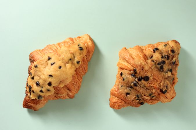 Top View Two Croissant Cookies or Crookie