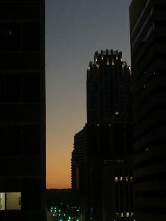 Silhouette of building during sunset