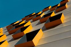 Wall of creative modern business building