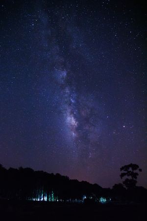 milky way galaxy and space dust in the universe, Long exposure photograph, with grain.