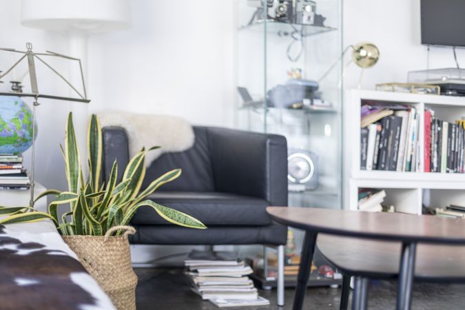 Horizontal view of a closeup of a living room