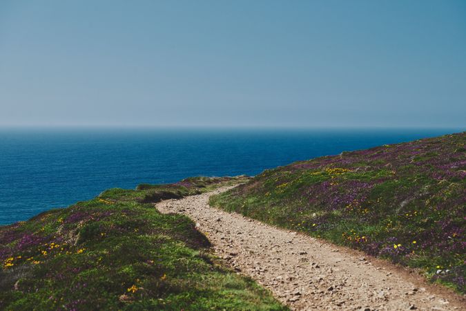 Rocky path in a cliff overlooking the sea
