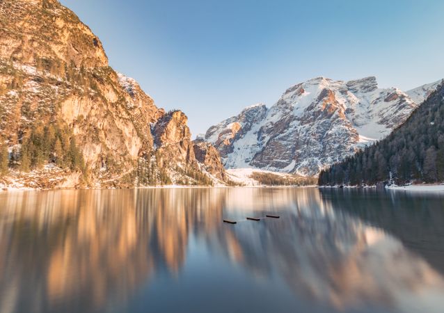 Amazing serene mountains and lake landscape in daylight