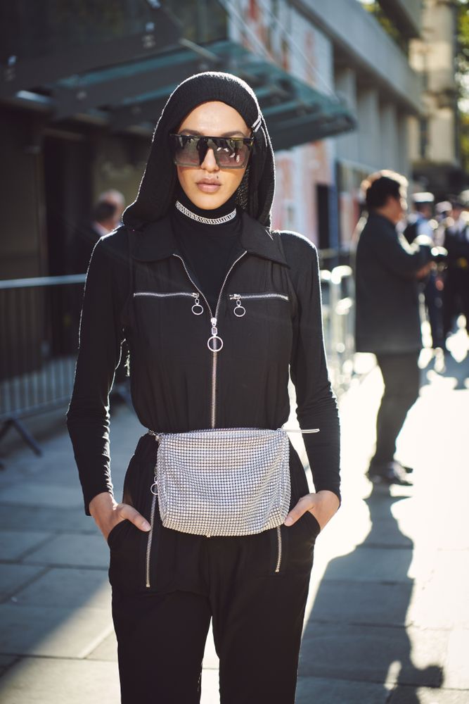 London, England, United Kingdom - September 15th, 2019: Woman in stylish modest outfit