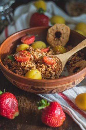 Healthy granola bowl with fruit