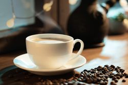 Warm Coffee Cup on Table
