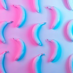 Bananas in vibrant bold gradient holographic neon  colors