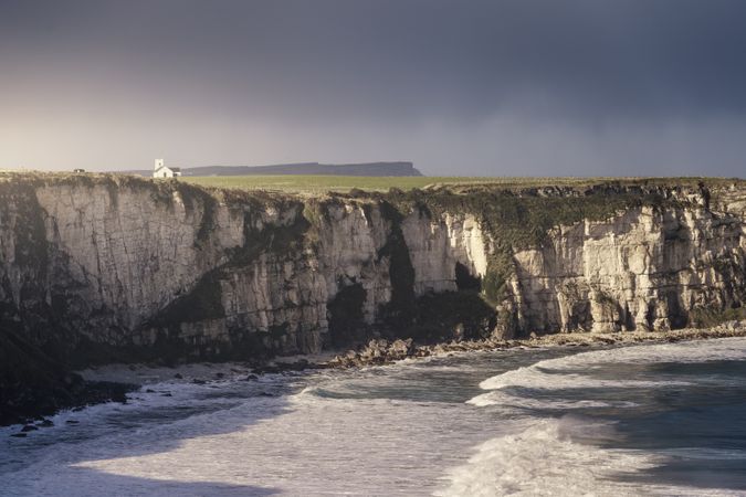 Northern Ireland coastline with waves