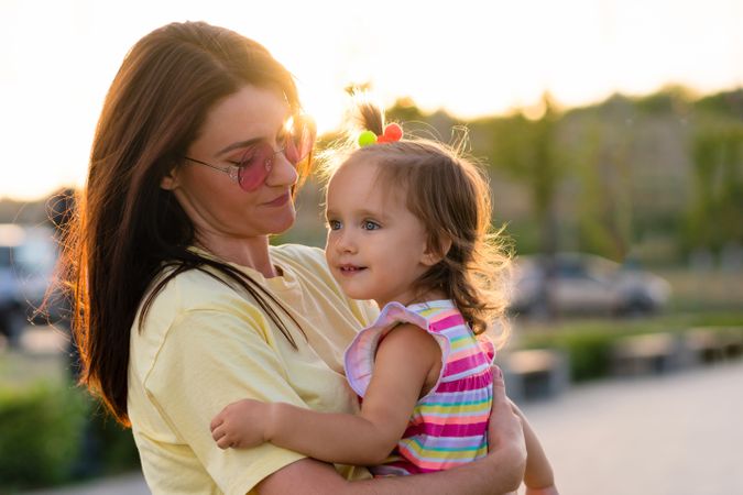 Toddler girl and mom