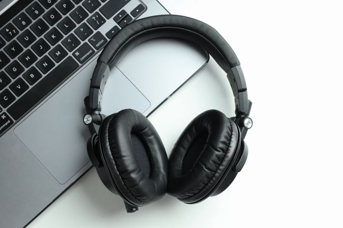 Concept of listening audio, music with headphones