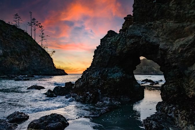 Beautiful rock pool at dusk