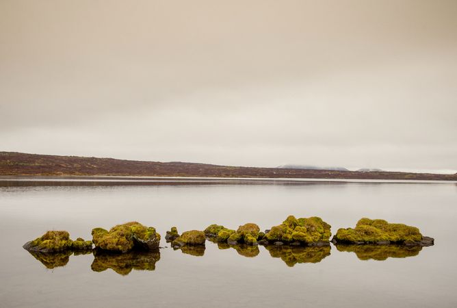 Wonderful lake and shore with hill