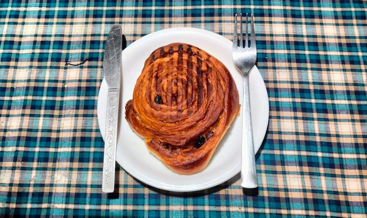 Cinnamon roll from a German bakery in Mcleodganj, Himachal Pradesh