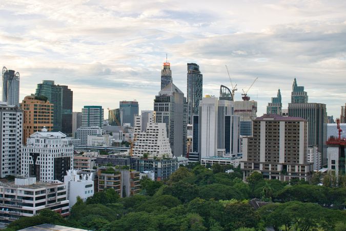 Aerial view of city near park during daytime