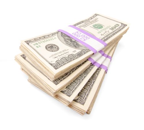 Ten Thousand Dollars in Stacks of One Hundred Dollar Bills