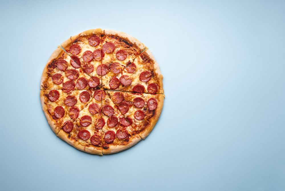Sliced pizza overview