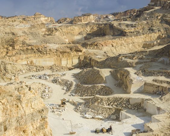 Drone view of stone quarry