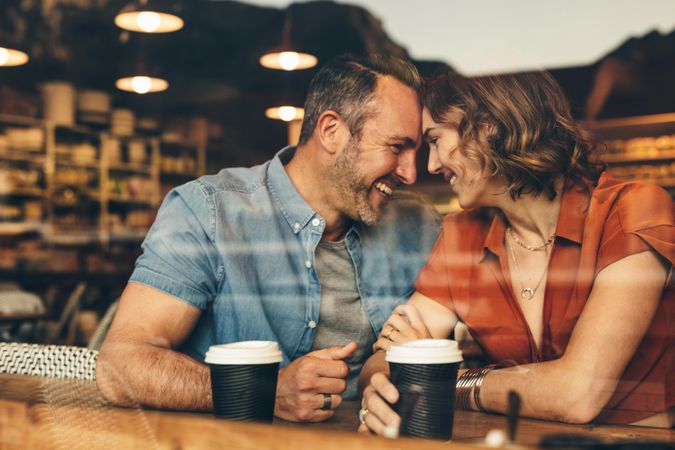 Loving couple on a  date at coffee shop