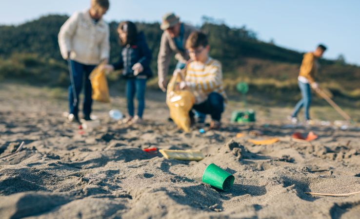 Volunteers cleaning the beach