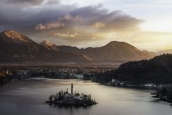 Lake landscape at golden hour