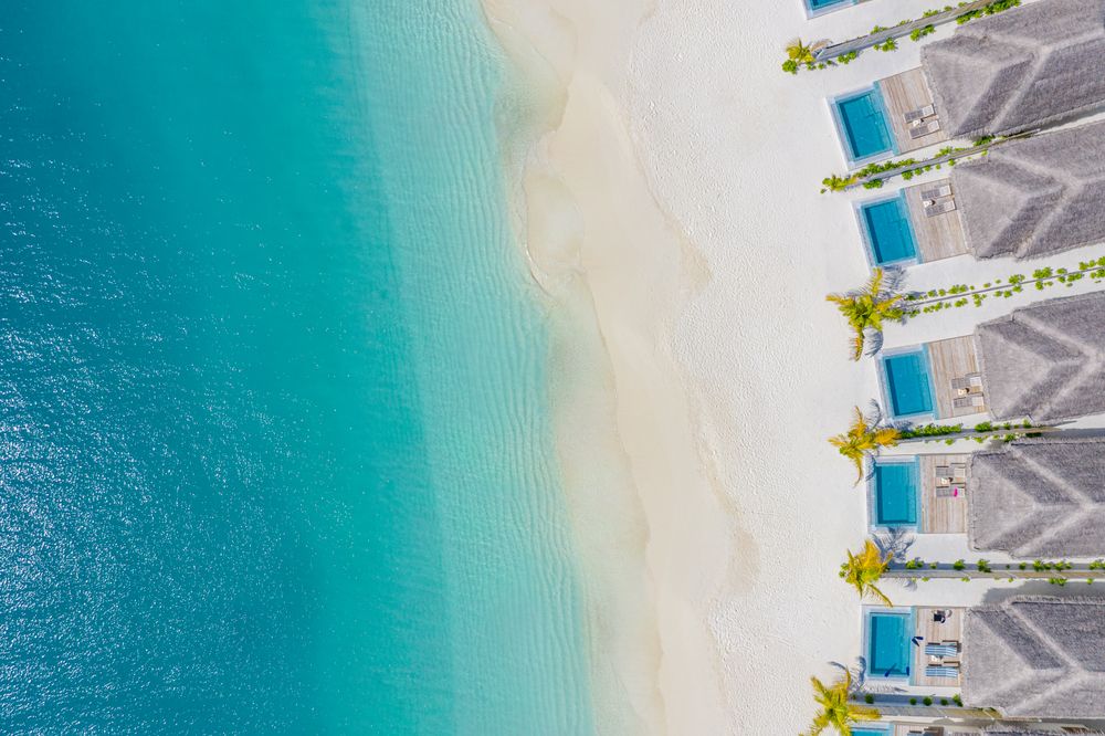 Aerial shot of a condos on the beach