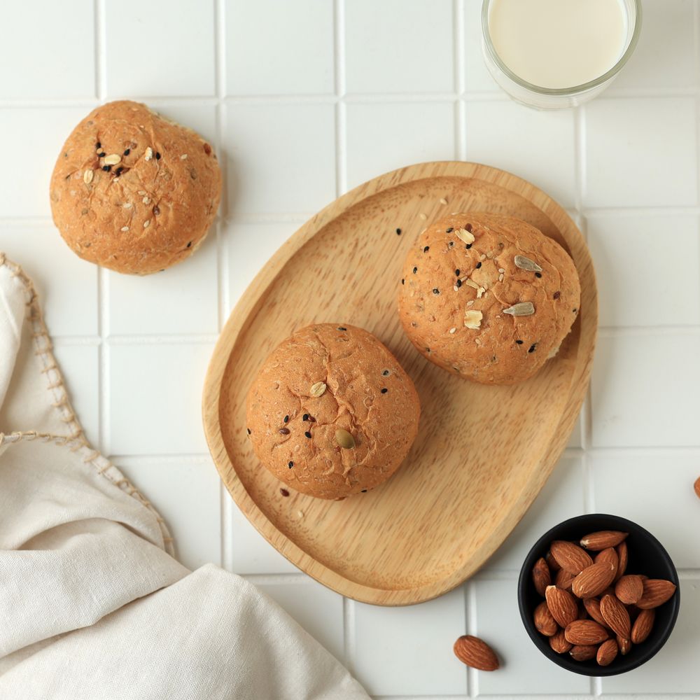 Mini Healthy Bun with Sunflower Seed, Sesame Seed, and granola Topping