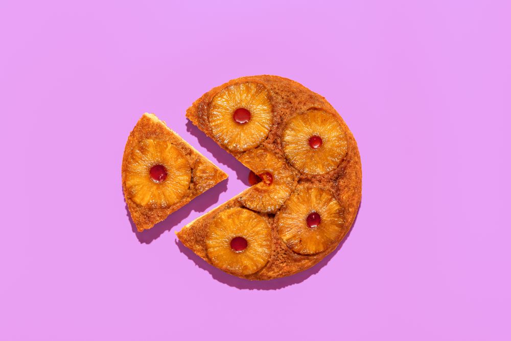 Pineapple tart isolated on a purple background