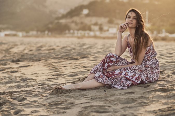 Woman with dress at the beach