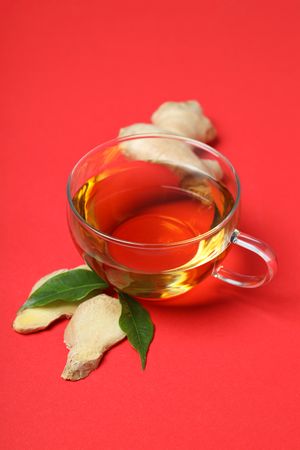 Cold treatment, healthcare concept - tea with ginger