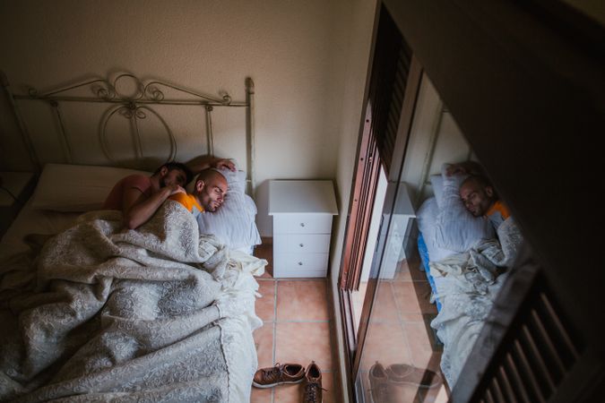 Gay couple in bed